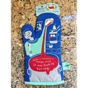 Blue Q Funny Novelty 100% Cotton Super Insulated Oven Mitt NEW NWT Kitchen Glove